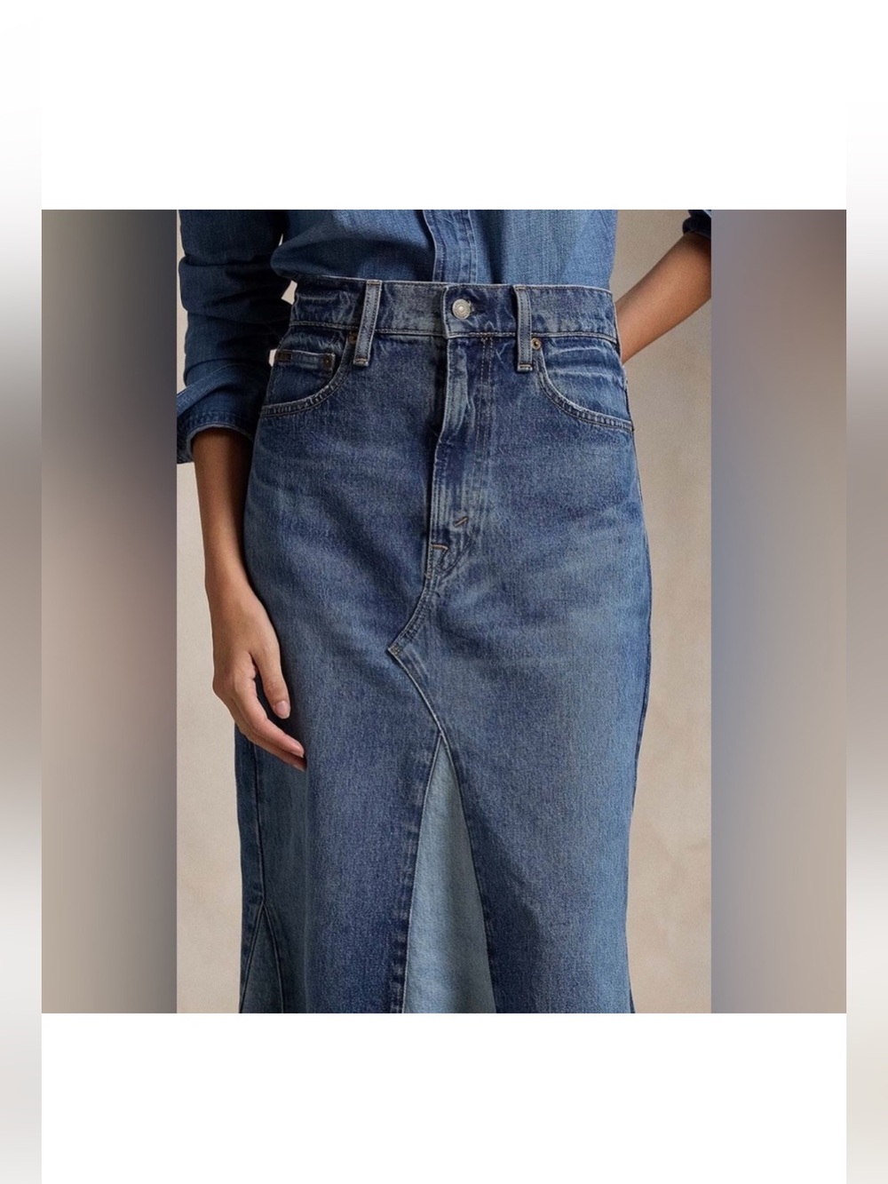 Polo Ralph Lauren 28 two tone Denim Maxi Skirt in Blue - Women Jeans - Picture 3 of 12